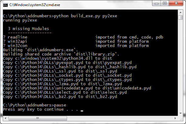 running python build_exe.py py2exe