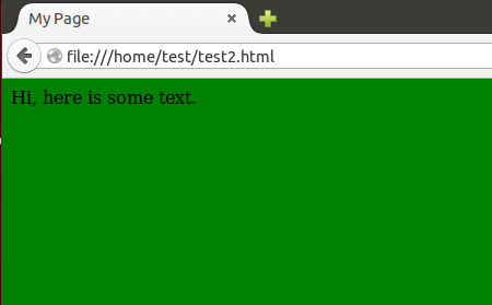 web page with green text