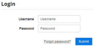 a login form on a webpage, with username and password