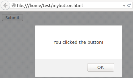 a web page with an alert dialog showing