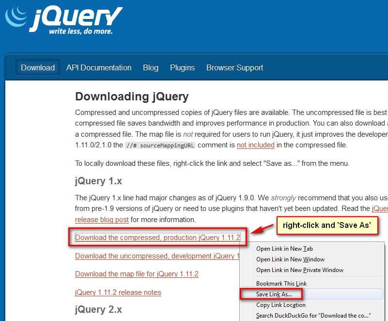 Download the compressed, production jQuery option