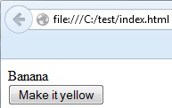 a webpage with the word Banana and a button that says Make it yellow