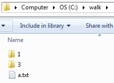 a windows explorer dialog with two directories and a file in it
