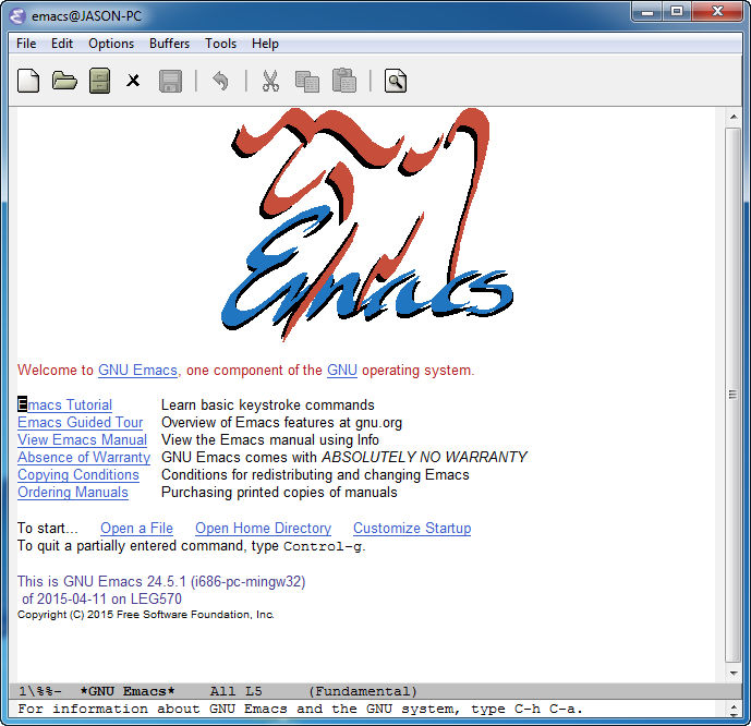 shows the Emacs editor being opened