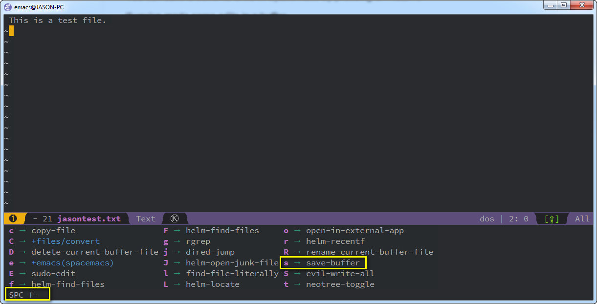 shows save-buffer menu option in Spacemacs