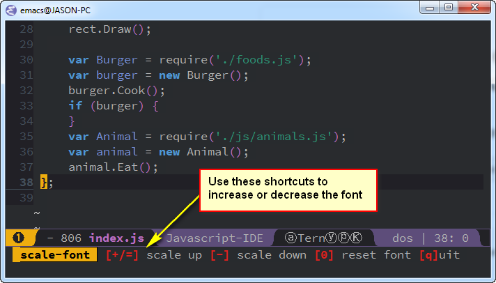 showing the scale-font menu in Spacemacs