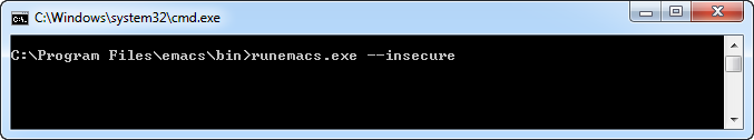 running runemacs.exe --insecure